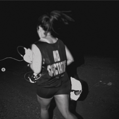 Part 2 - Mentality: A 40-second HOKA video titled "Mentality." Runners discuss the psychological endurance and "Zen" required for the 340-mile desert relay. Features a mix of aerial drone shots and close-up interviews, concluding with the HOKA logo.